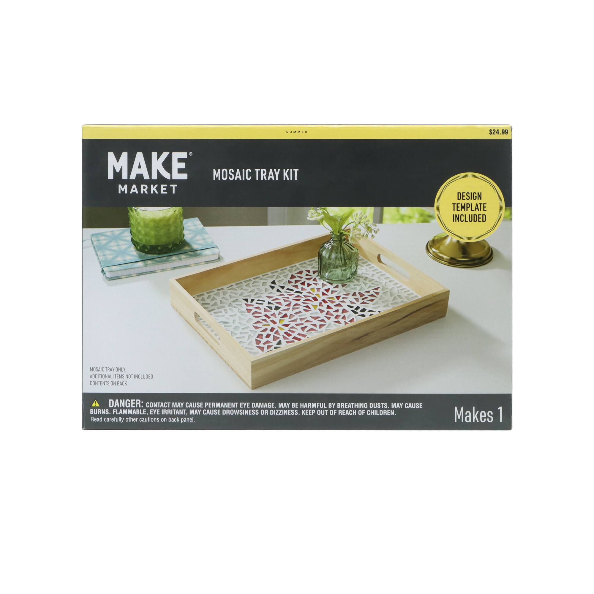 10" x 14" Pink Flowers Mosaic Tray Kit by Make Market®